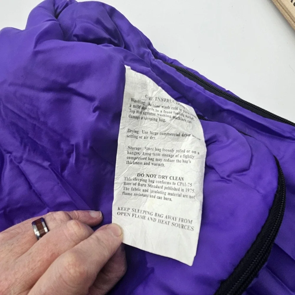 Vintage Kids Sleeping Bag‎ Small Backpack Carrier Purple Stick Figure Camping